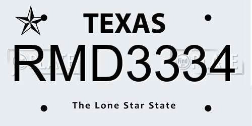 RMD3334 Texas License Plate