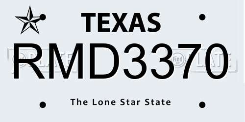 RMD3370 Texas License Plate