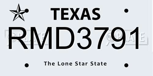 RMD3791 Texas License Plate