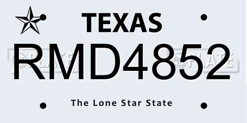 RMD4852 Texas License Plate