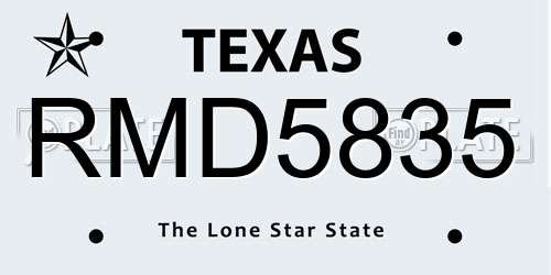 RMD5835 Texas License Plate