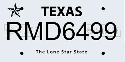 RMD6499 Texas License Plate