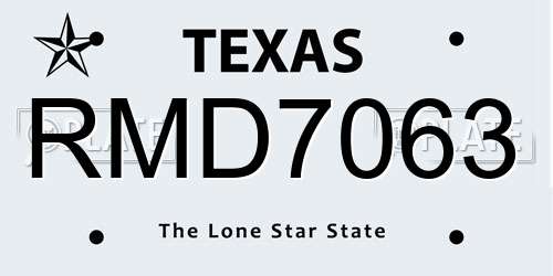 RMD7063 Texas License Plate