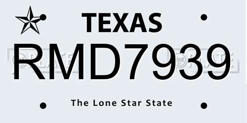RMD7939 Texas License Plate