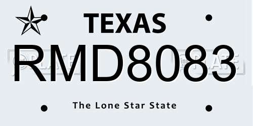 RMD8083 Texas License Plate