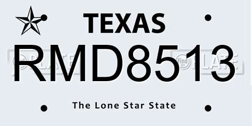 RMD8513 Texas License Plate