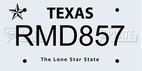 RMD857 Texas License Plate