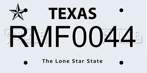 RMF0044 Texas License Plate