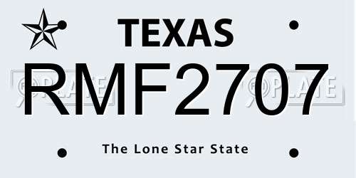 RMF2707 Texas License Plate
