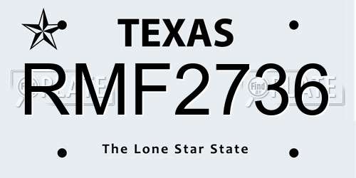 RMF2736 Texas License Plate