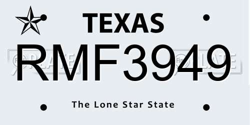 RMF3949 Texas License Plate