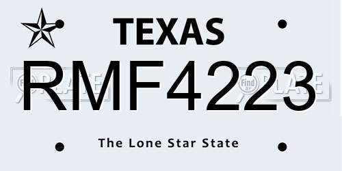 RMF4223 Texas License Plate