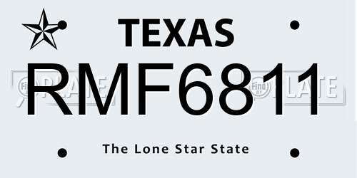RMF6811 Texas License Plate
