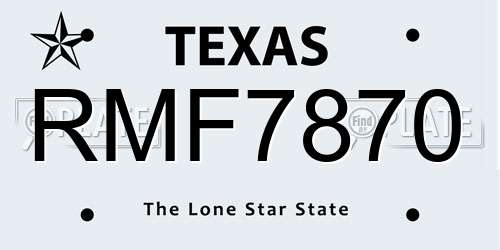 RMF7870 Texas License Plate