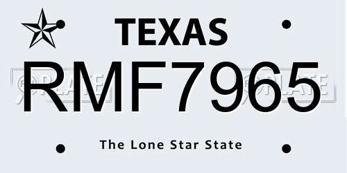 RMF7965 Texas License Plate