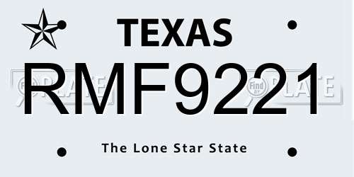 RMF9221 Texas License Plate