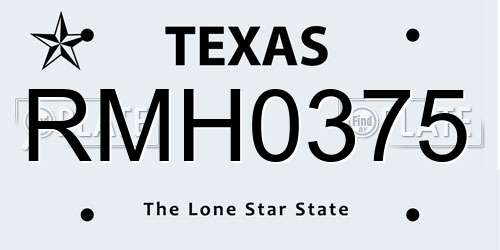 RMH0375 Texas License Plate