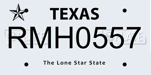 RMH0557 Texas License Plate
