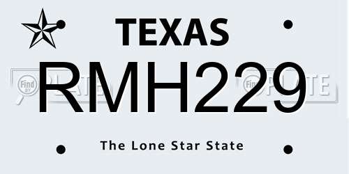 RMH229 Texas License Plate