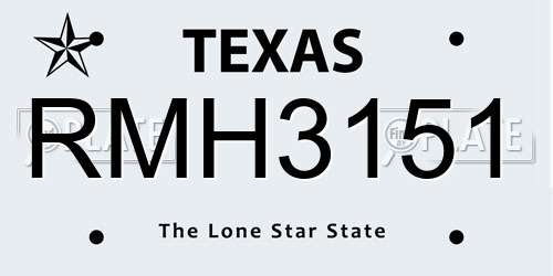 RMH3151 Texas License Plate