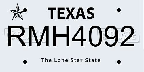 RMH4092 Texas License Plate