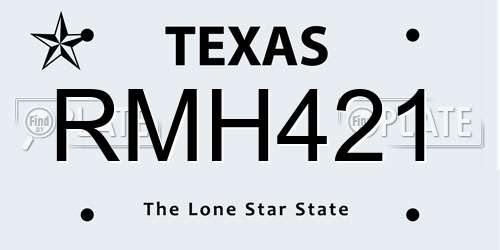 RMH421 Texas License Plate