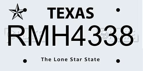 RMH4338 Texas License Plate