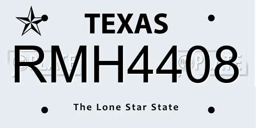 RMH4408 Texas License Plate