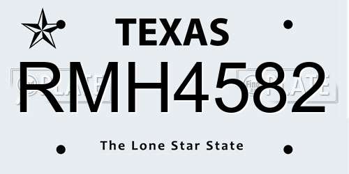 RMH4582 Texas License Plate