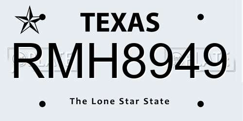 RMH8949 Texas License Plate