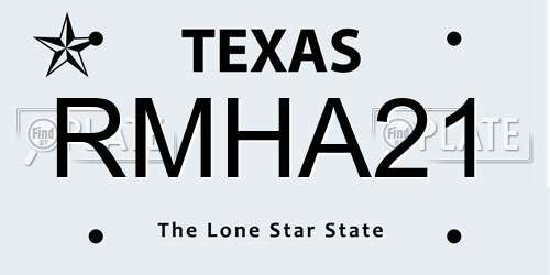 RMHA21 Texas License Plate