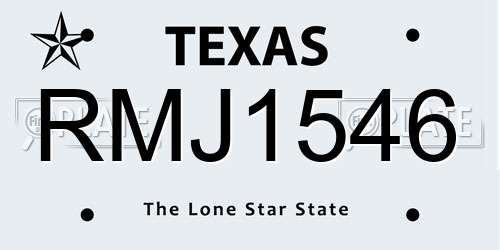 RMJ1546 Texas License Plate