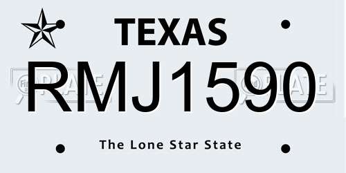 RMJ1590 Texas License Plate