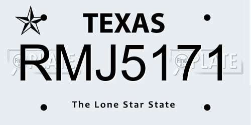 RMJ5171 Texas License Plate