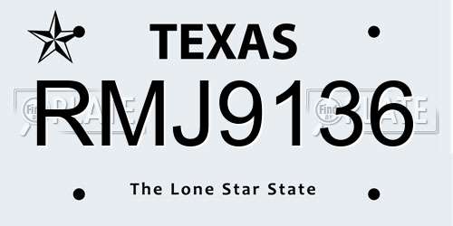 RMJ9136 Texas License Plate