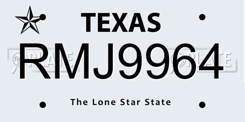 RMJ9964 Texas License Plate