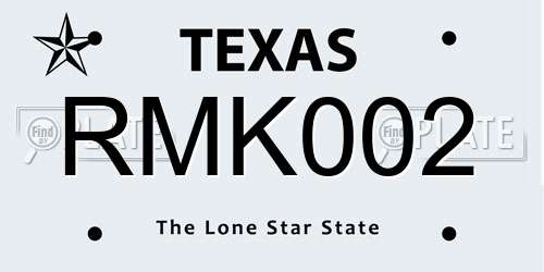 RMK002 Texas License Plate