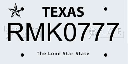 RMK0777 Texas License Plate