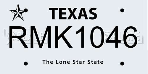 RMK1046 Texas License Plate