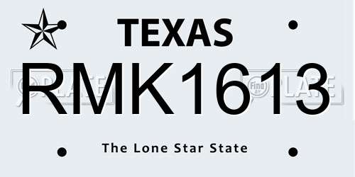 RMK1613 Texas License Plate