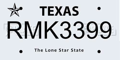 RMK3399 Texas License Plate