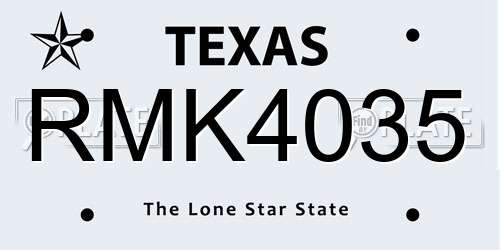 RMK4035 Texas License Plate