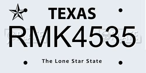 RMK4535 Texas License Plate