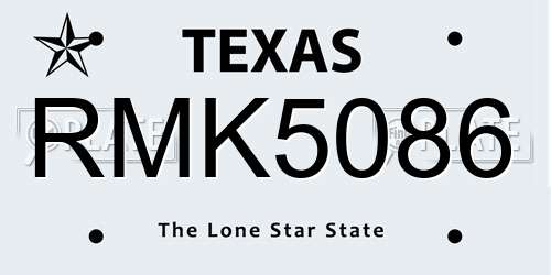 RMK5086 Texas License Plate