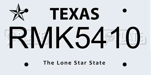 RMK5410 Texas License Plate