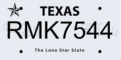 RMK7544 Texas License Plate
