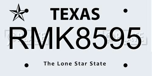 RMK8595 Texas License Plate