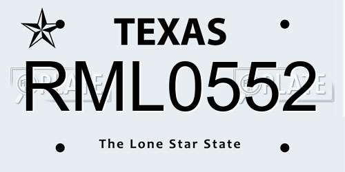 RML0552 Texas License Plate