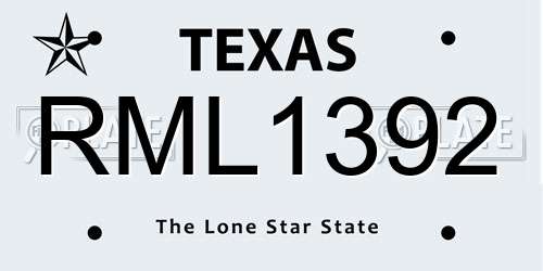 RML1392 Texas License Plate