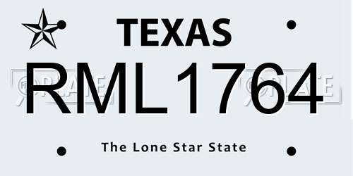 RML1764 Texas License Plate